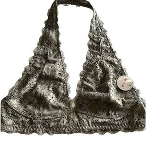 Chic Lace Halter Bralette - Silver